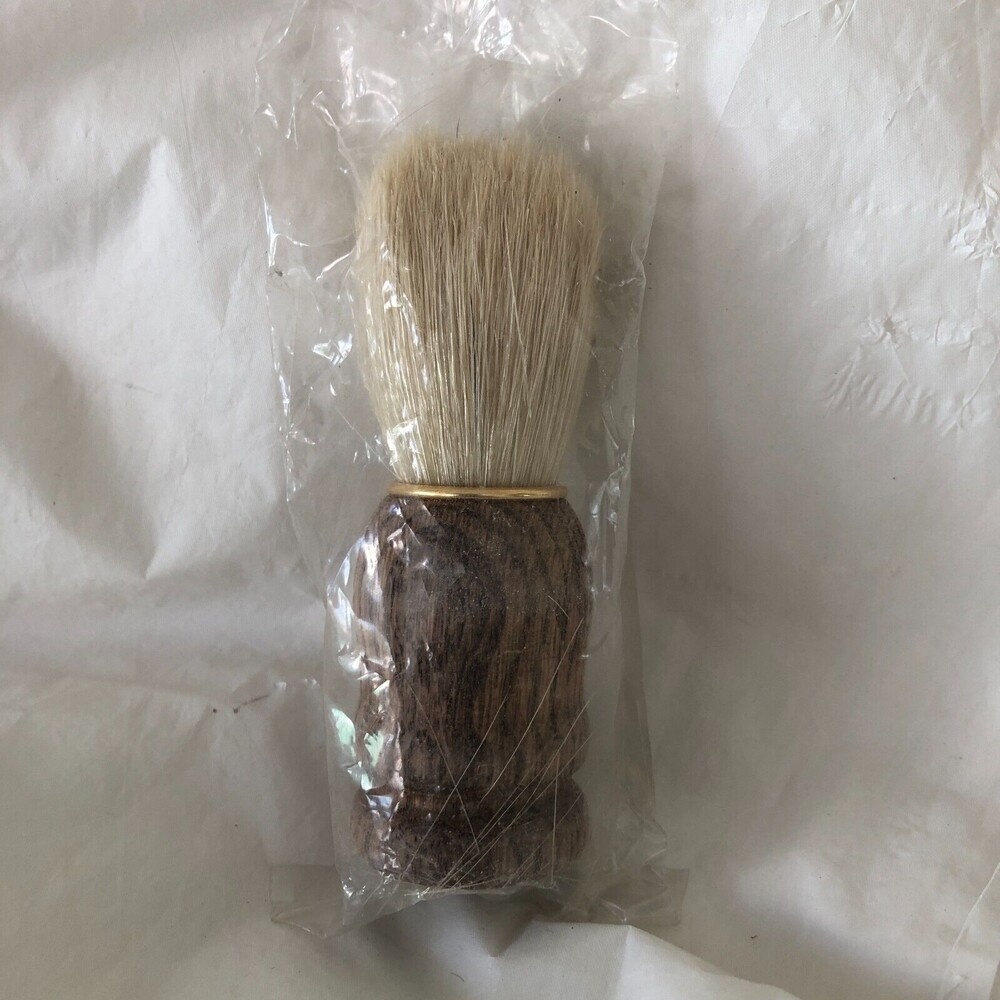Vintage Shaving Brush With Brown Wood Handle 4" Good Movie/Stage Prop NEW OLD